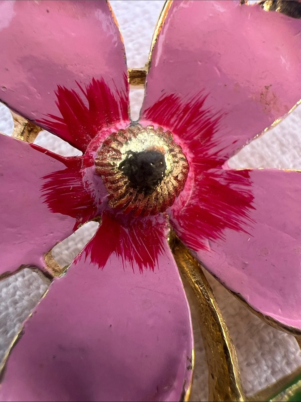 Gerry’s Vintage Pink Enamel Flower Brooch Gold-Tone Jewelry